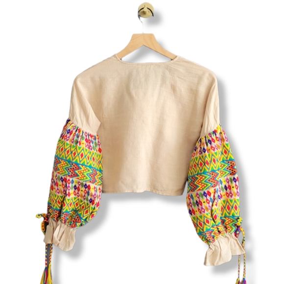 All Things Mochi Christine Top Paula Shorts Linen Embroidered Boho Set NWT - Picture 4 of 15